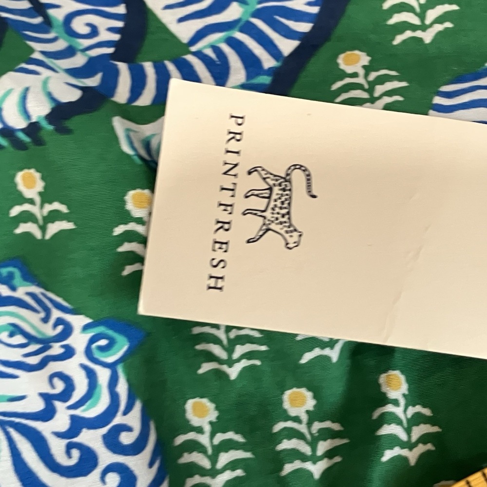 Printfresh Tiger Print Cotton Kimono Robe Green Blue Womens Plus Size 1X 2X - Picture 7 of 10